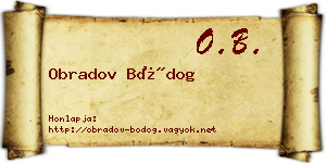 Obradov Bódog névjegykártya